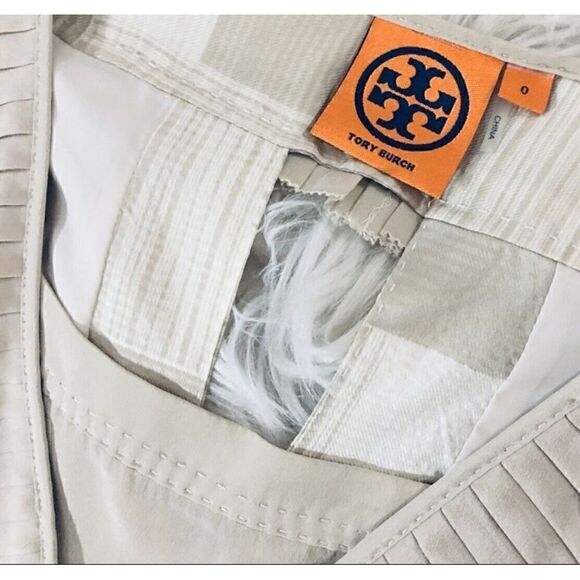 Tory Burch Janetta Ruffle Pleated Silk Tapioca Faux Wrap Dress Women's Size 0 - Picture 8 of 12